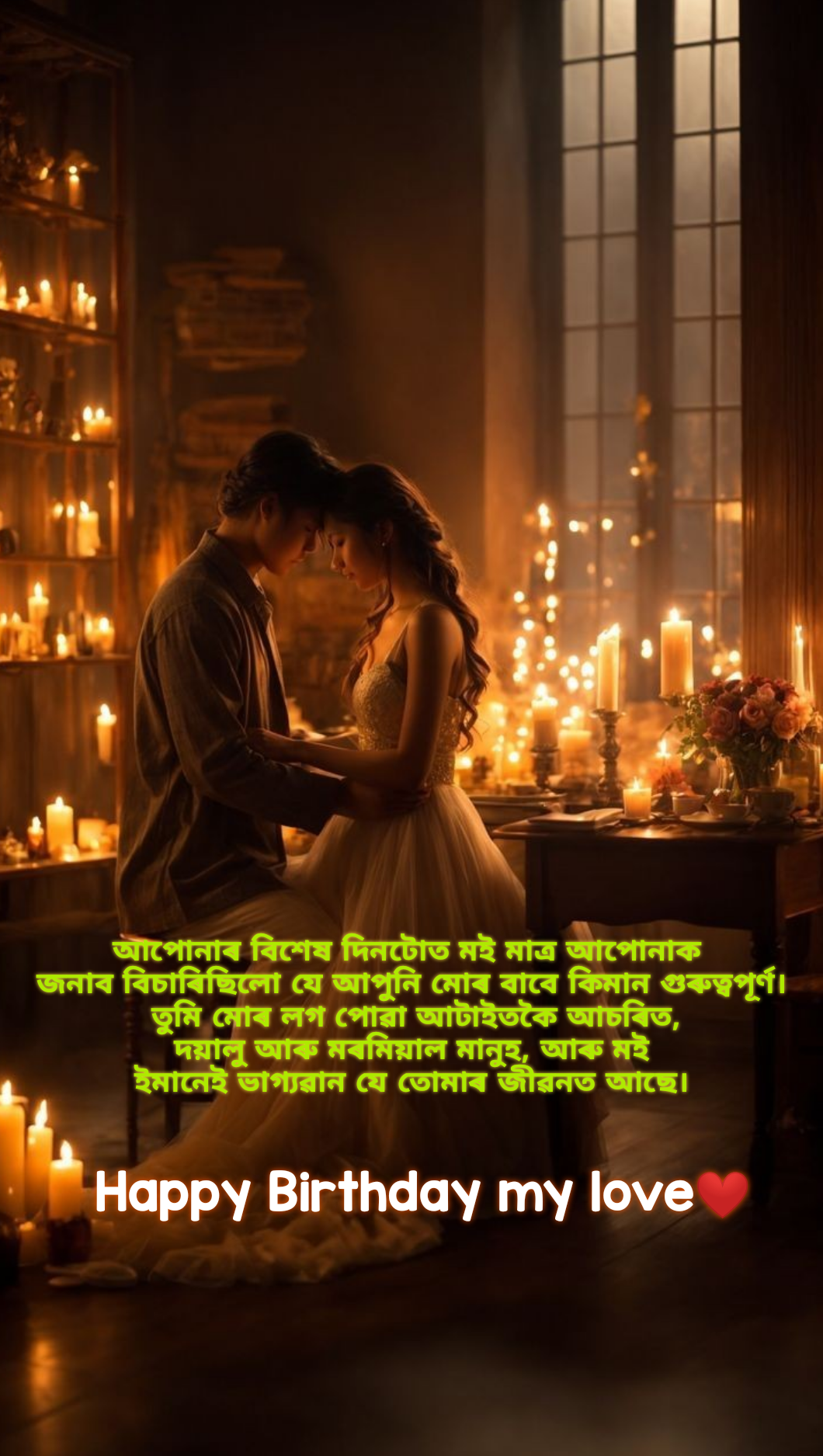 Birthday wishes for girlfriend in Assamese❤️🕯️🎂